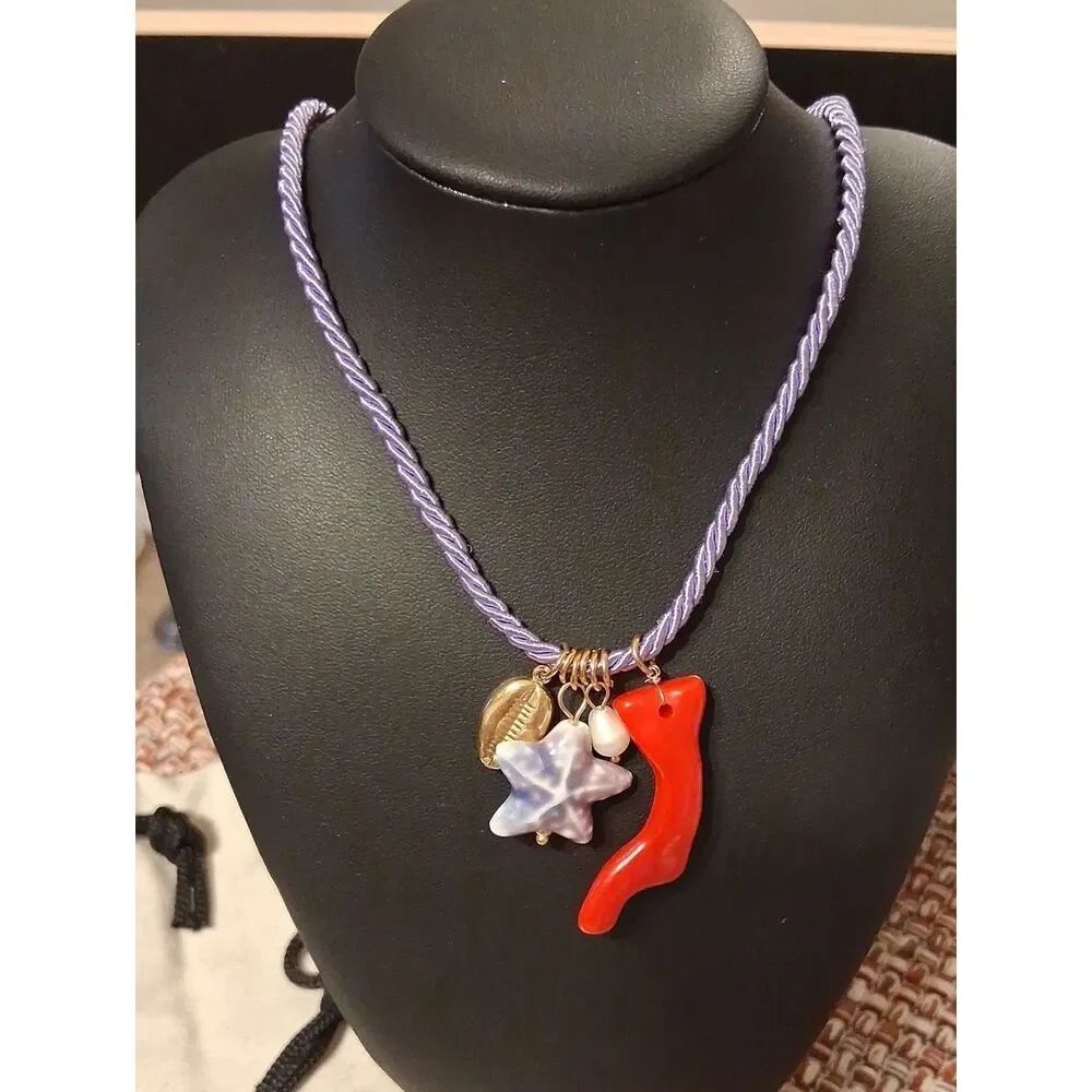 MAYAMAR Purple Charm Necklace With MAYAMAR Pouch New